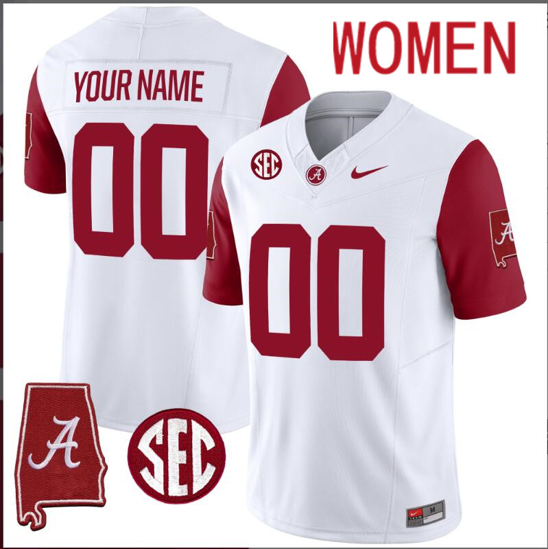 Women Alabama Crimson Tide Vapor Limited white Custom 2024 Nike NCAA Jersey 